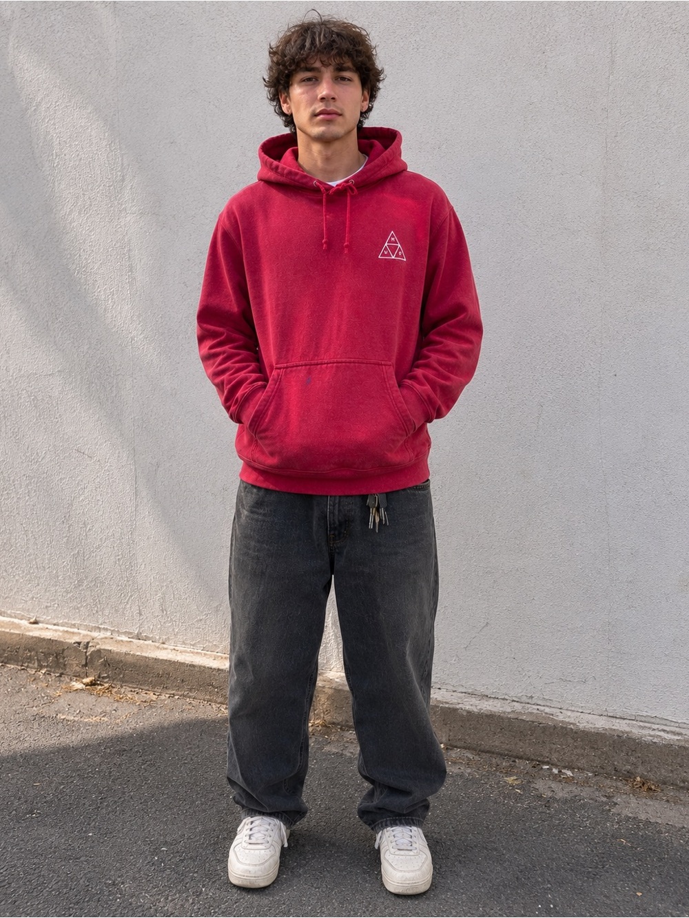 HUF Triple Triangle Logo Red Pullover Hoodie XL Streetwear Skate